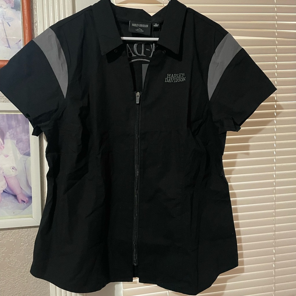 Women's Harley Davidson Willie G Skull Logo Zip-Front Shirt